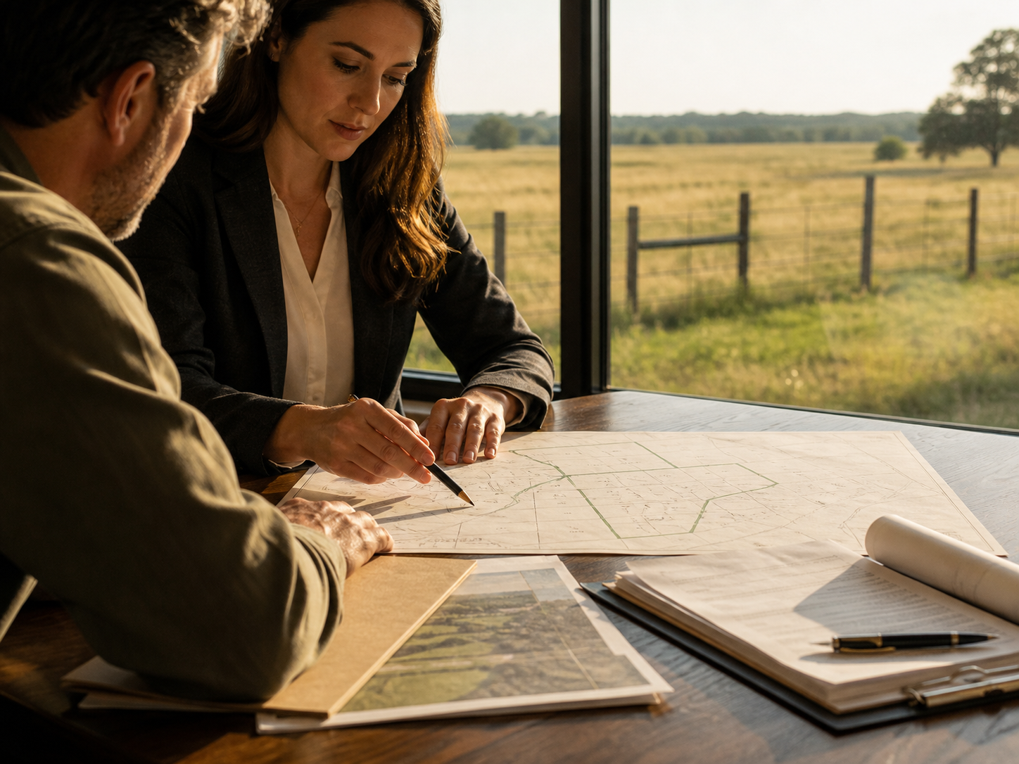Land survey and legal review beside Texas acreage